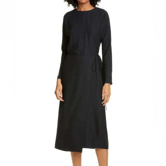 Vince Dresses & Skirts - VINCE BLACK LONG SLEEVE BUTTON-BACK MIDI DRESS